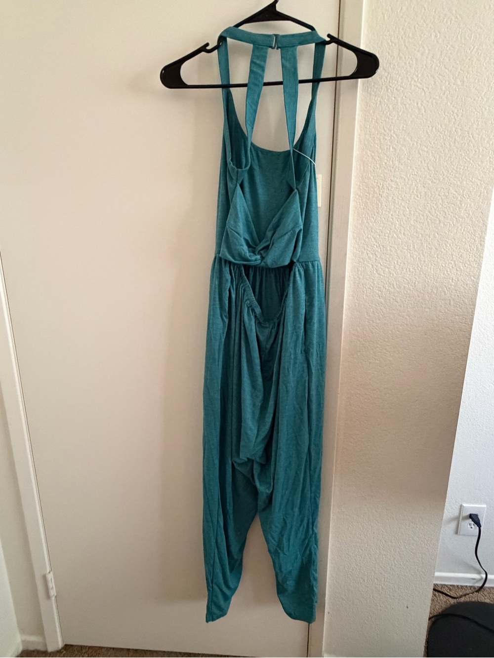 HALARA Teal Halter-Back Harem Jumpsuit